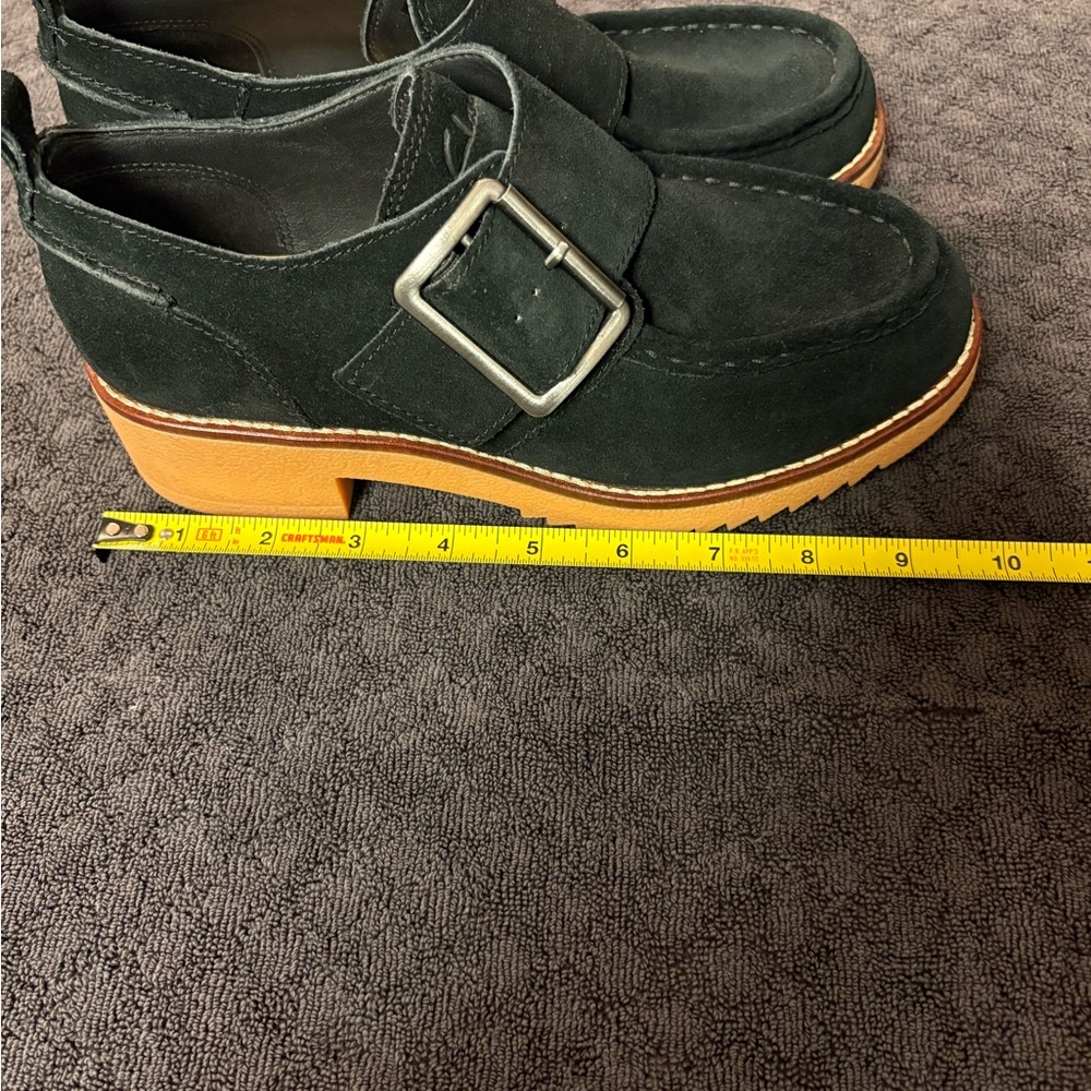 Clark Women’s Black Suede Shoes, with Chunky Rubber Sole and Buckle. Size‎ 6 1/2 - Picture 16 of 16